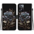 For OPPO A57 5G / A57s 4G Crystal Texture Colored Drawing Leather Phone Case(Black Rose) - 1