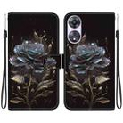 For OPPO A58 4G Crystal Texture Colored Drawing Leather Phone Case(Black Rose) - 1