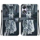 For OPPO A58 4G Crystal Texture Colored Drawing Leather Phone Case(Cat Tiger Reflection) - 1