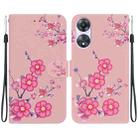 For OPPO A58 4G Crystal Texture Colored Drawing Leather Phone Case(Cherry Blossoms) - 1