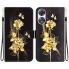 For OPPO A58 5G / A78 5G Crystal Texture Colored Drawing Leather Phone Case(Gold Butterfly Rose) - 1