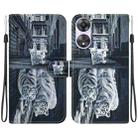 For OPPO A58 5G / A78 5G Crystal Texture Colored Drawing Leather Phone Case(Cat Tiger Reflection) - 1