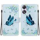 For OPPO A58 5G / A78 5G Crystal Texture Colored Drawing Leather Phone Case(Blue Pansies) - 1