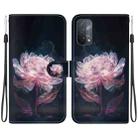 For OPPO A74 5G / A93 5G / A54 5G Crystal Texture Colored Drawing Leather Phone Case(Purple Peony) - 1