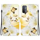 For OPPO A74 5G / A93 5G / A54 5G Crystal Texture Colored Drawing Leather Phone Case(Gold Butterfly Epiphyllum) - 1