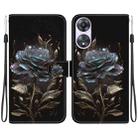 For OPPO A78 4G Crystal Texture Colored Drawing Leather Phone Case(Black Rose) - 1