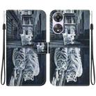 For OPPO A78 4G Crystal Texture Colored Drawing Leather Phone Case(Cat Tiger Reflection) - 1