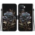 For OPPO A94 4G / F19 Pro Crystal Texture Colored Drawing Leather Phone Case(Black Rose) - 1