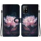 For OPPO A94 5G / F19 Pro+ Crystal Texture Colored Drawing Leather Phone Case(Purple Peony) - 1