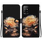 For OPPO A94 5G / F19 Pro+ Crystal Texture Colored Drawing Leather Phone Case(Gold Peony) - 1