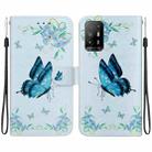 For OPPO A94 5G / F19 Pro+ Crystal Texture Colored Drawing Leather Phone Case(Blue Pansies) - 1
