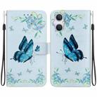 For OPPO A96 5G / Reno7 Z 5G Crystal Texture Colored Drawing Leather Phone Case(Blue Pansies) - 1