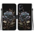 For OPPO A98 5G / F23 5G Indian Crystal Texture Colored Drawing Leather Phone Case(Black Rose) - 1