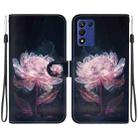 For OPPO K9s 5G Crystal Texture Colored Drawing Leather Phone Case(Purple Peony) - 1