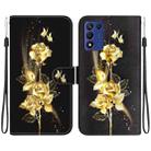 For OPPO K9s 5G Crystal Texture Colored Drawing Leather Phone Case(Gold Butterfly Rose) - 1