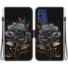 For OPPO K9s 5G Crystal Texture Colored Drawing Leather Phone Case(Black Rose) - 1