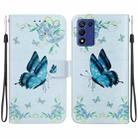 For OPPO K9s 5G Crystal Texture Colored Drawing Leather Phone Case(Blue Pansies) - 1
