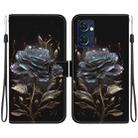 For OPPO Reno7 5G Global Crystal Texture Colored Drawing Leather Phone Case(Black Rose) - 1