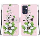 For OPPO Reno7 5G Global Crystal Texture Colored Drawing Leather Phone Case(Lily) - 1