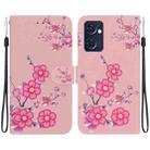 For OPPO Reno7 5G Global Crystal Texture Colored Drawing Leather Phone Case(Cherry Blossoms) - 1
