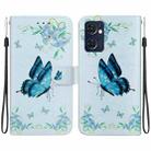 For OPPO Reno7 5G Global Crystal Texture Colored Drawing Leather Phone Case(Blue Pansies) - 1