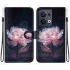 For OPPO Reno8 5G Crystal Texture Colored Drawing Leather Phone Case(Purple Peony) - 1