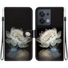 For OPPO Reno8 5G Crystal Texture Colored Drawing Leather Phone Case(Crystal Peony) - 1