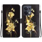 For OPPO Reno8 5G Crystal Texture Colored Drawing Leather Phone Case(Gold Butterfly Rose) - 1