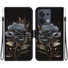 For OPPO Reno8 5G Crystal Texture Colored Drawing Leather Phone Case(Black Rose) - 1