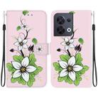 For OPPO Reno8 5G Crystal Texture Colored Drawing Leather Phone Case(Lily) - 1