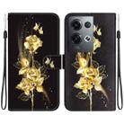 For OPPO Reno8 Pro 5G Crystal Texture Colored Drawing Leather Phone Case(Gold Butterfly Rose) - 1