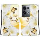 For OPPO Reno8 Pro 5G Crystal Texture Colored Drawing Leather Phone Case(Gold Butterfly Epiphyllum) - 1