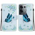 For OPPO Reno8 Pro 5G Crystal Texture Colored Drawing Leather Phone Case(Blue Pansies) - 1