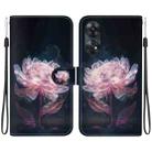 For OPPO Reno8 T 4G Crystal Texture Colored Drawing Leather Phone Case(Purple Peony) - 1