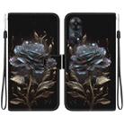 For OPPO Reno8 T 4G Crystal Texture Colored Drawing Leather Phone Case(Black Rose) - 1