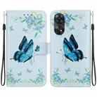 For OPPO Reno8 T 4G Crystal Texture Colored Drawing Leather Phone Case(Blue Pansies) - 1