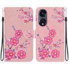 For OPPO Reno8 T 5G / A1 Pro 5G Crystal Texture Colored Drawing Leather Phone Case(Cherry Blossoms) - 1