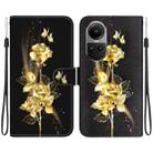 For OPPO Reno10 5G Crystal Texture Colored Drawing Leather Phone Case(Gold Butterfly Rose) - 1