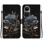 For OPPO Reno10 5G Crystal Texture Colored Drawing Leather Phone Case(Black Rose) - 1