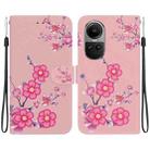 For OPPO Reno10 5G Crystal Texture Colored Drawing Leather Phone Case(Cherry Blossoms) - 1