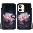 For OPPO Reno9 Pro Crystal Texture Colored Drawing Leather Phone Case(Purple Peony) - 1