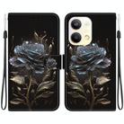 For OPPO Reno9 Pro Crystal Texture Colored Drawing Leather Phone Case(Black Rose) - 1