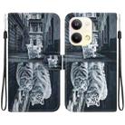 For OPPO Reno9 Pro Crystal Texture Colored Drawing Leather Phone Case(Cat Tiger Reflection) - 1