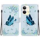 For OPPO Reno9 Pro Crystal Texture Colored Drawing Leather Phone Case(Blue Pansies) - 1