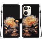For OPPO Reno9 Pro+ Crystal Texture Colored Drawing Leather Phone Case(Gold Peony) - 1