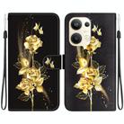 For OPPO Reno9 Pro+ Crystal Texture Colored Drawing Leather Phone Case(Gold Butterfly Rose) - 1