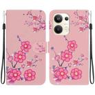 For OPPO Reno9 Pro+ Crystal Texture Colored Drawing Leather Phone Case(Cherry Blossoms) - 1