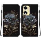 For OPPO A59 5G / A2M Crystal Texture Colored Drawing Leather Phone Case(Black Rose) - 1