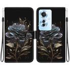 For OPPO Reno11 F Global Crystal Texture Colored Drawing Leather Phone Case(Black Rose) - 1