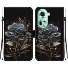 For OPPO Reno11 Global Crystal Texture Colored Drawing Leather Phone Case(Black Rose) - 1